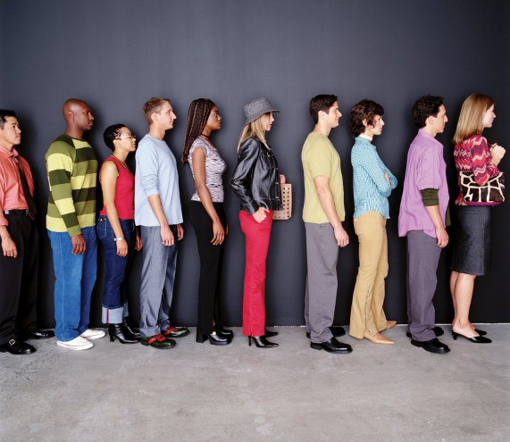 A number of people waiting in line